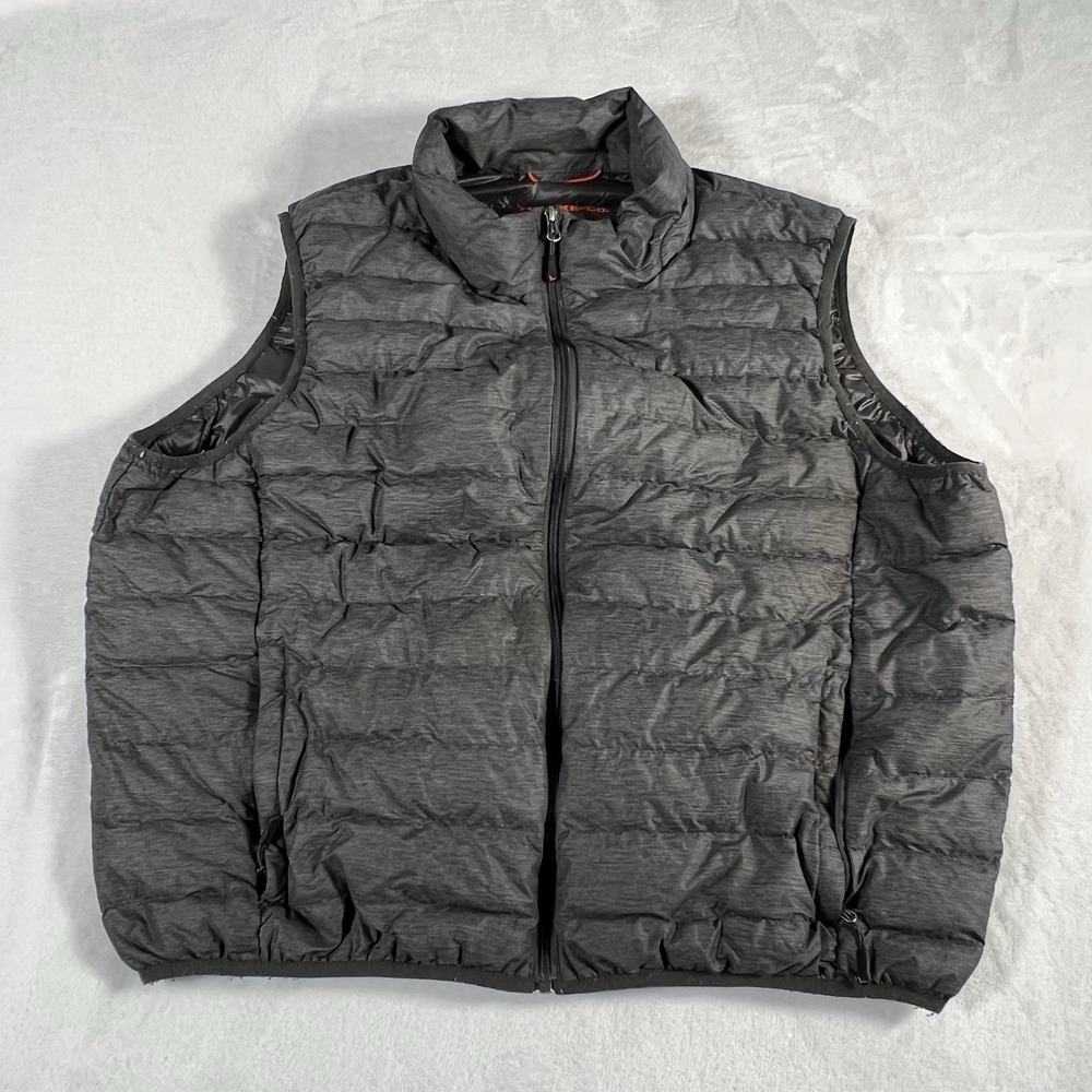 Hawke & Co Vest Mens XXL Gray Down Puffer Quilted Sport Performance Full Zip